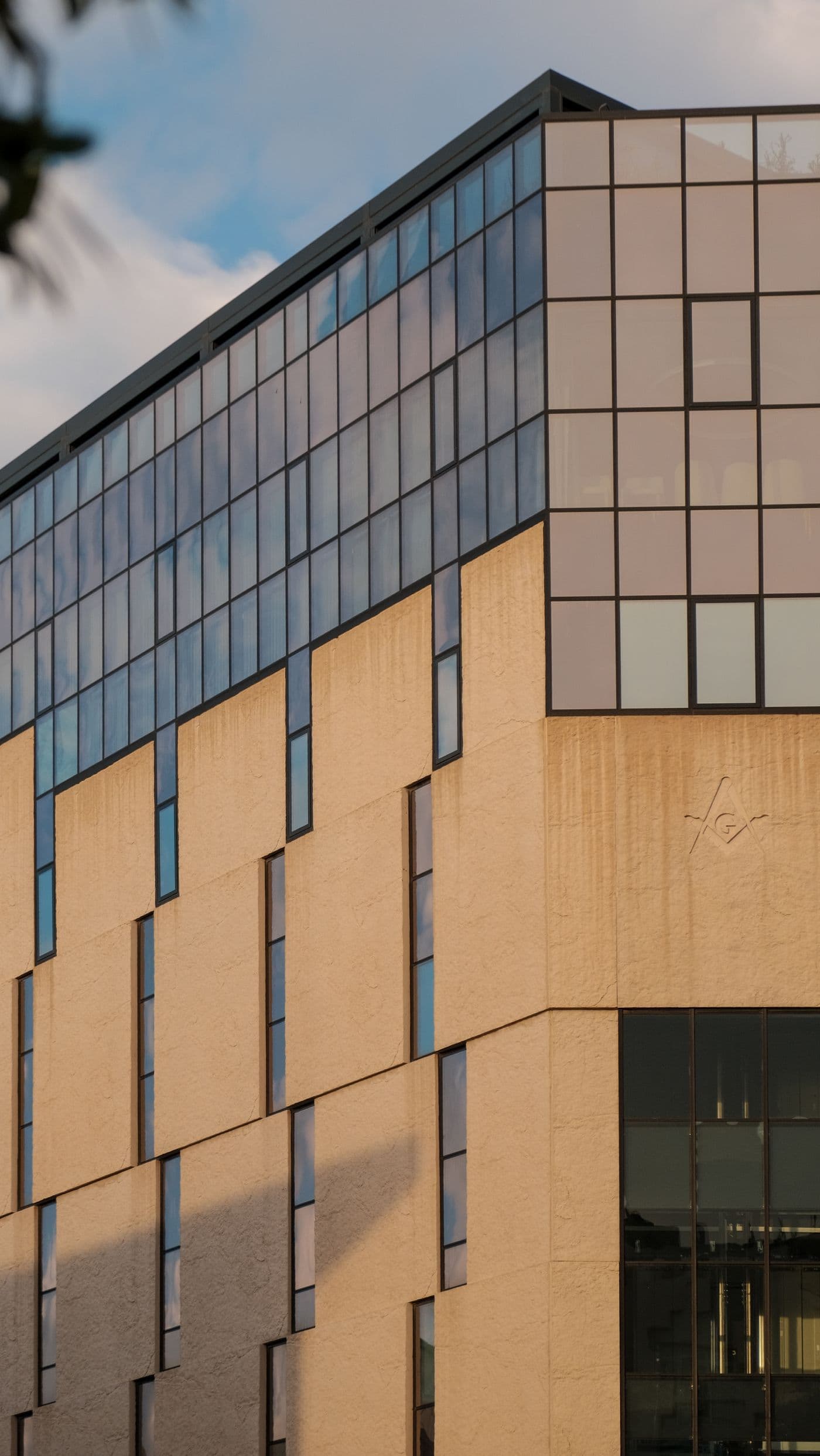 A modern multi-story office building exterior